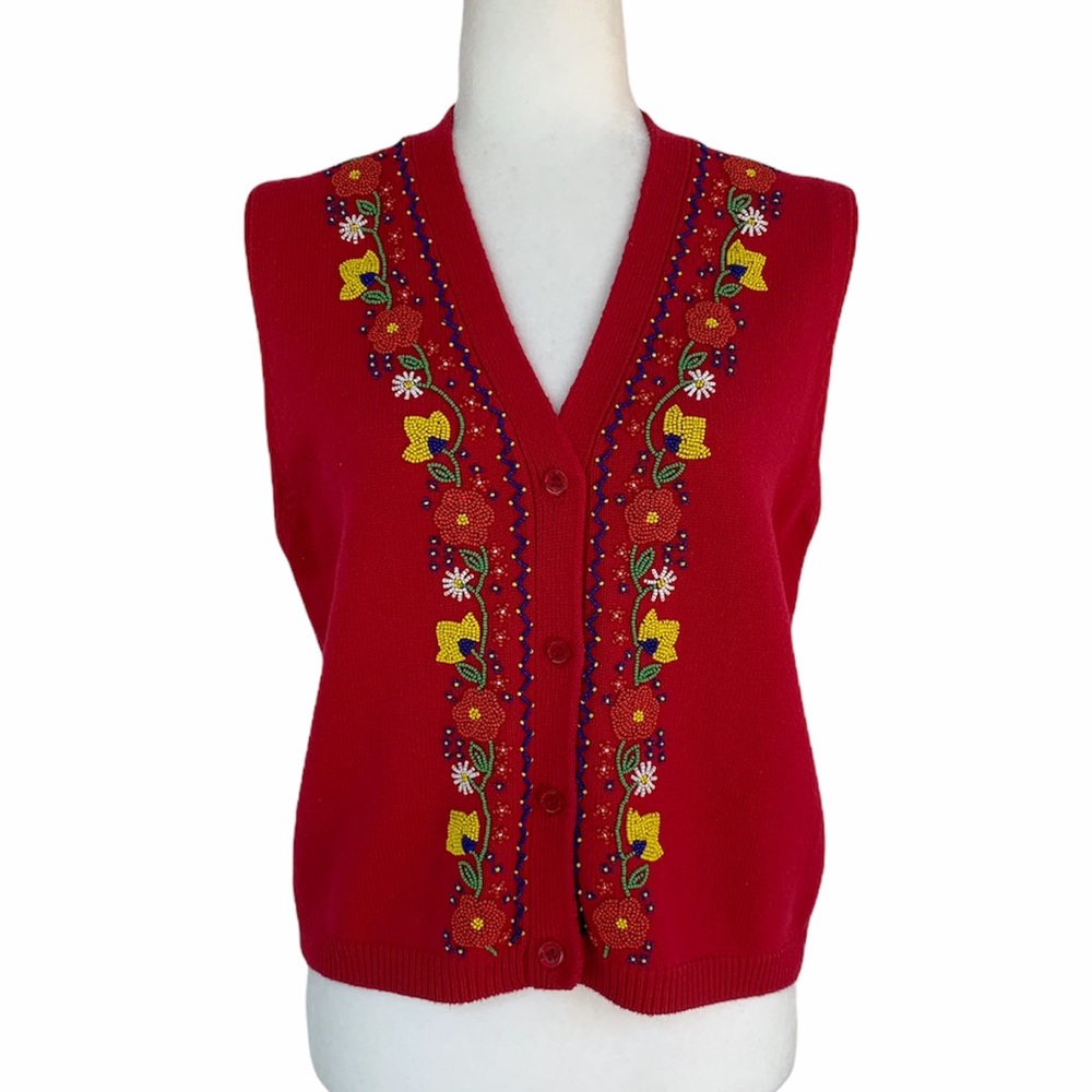Vintage The Limited Beaded Red Sweater Vest
